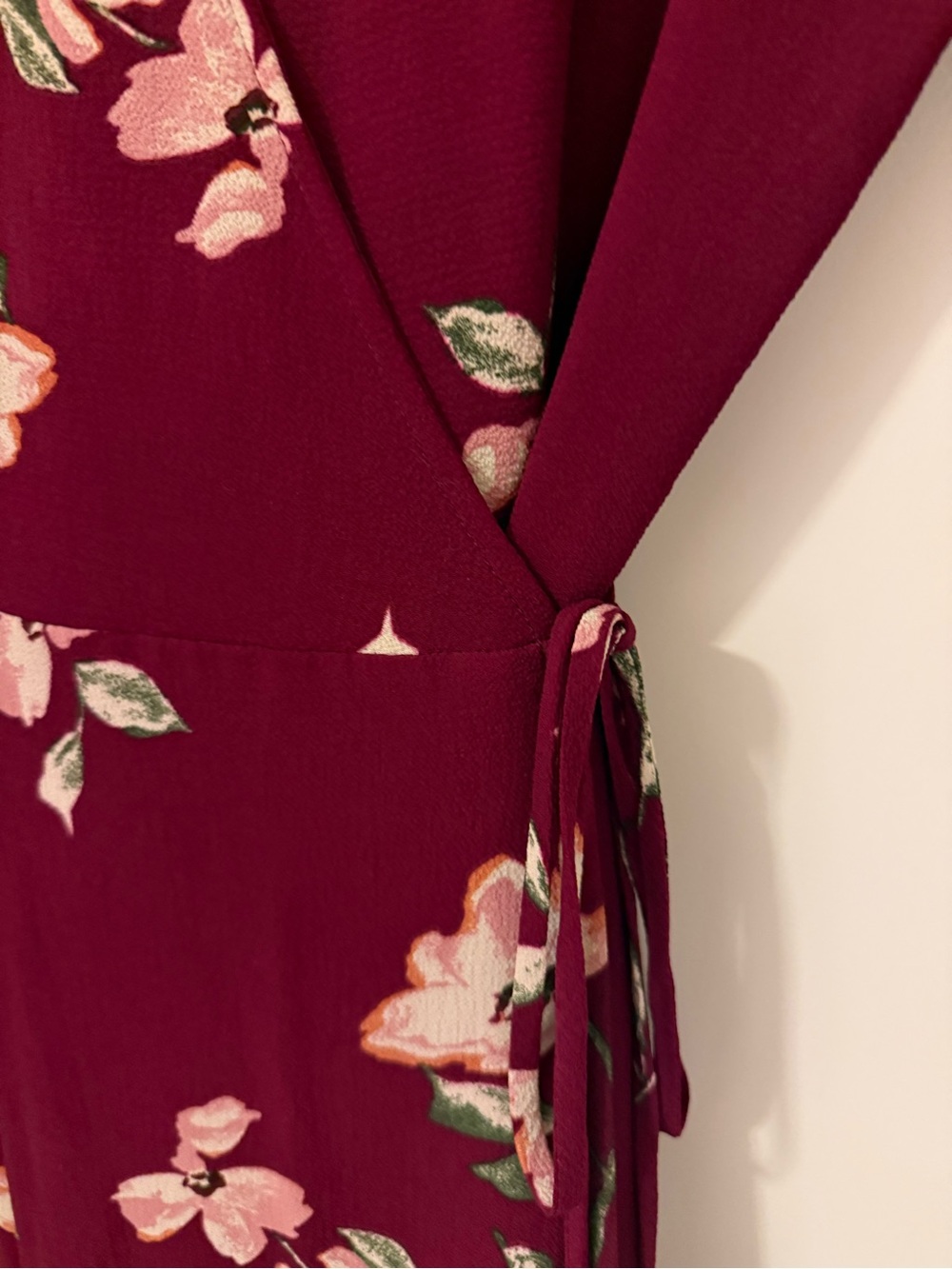 Lulus XS September Sunsets Burgundy Floral Wrap Floral Dress - Picture 5 of 8